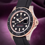 Rolex Yacht-Master 40 18k Everose Gold Oysterflex 126655 Black Dial