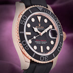 Rolex Yacht-Master 40 18k Everose Gold Oysterflex 126655 Black Dial
