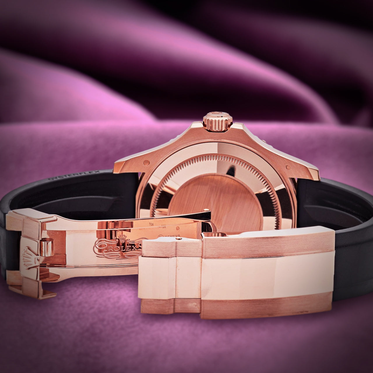 Rolex Yacht-Master 40 18k Everose Gold Oysterflex 126655 Black Dial