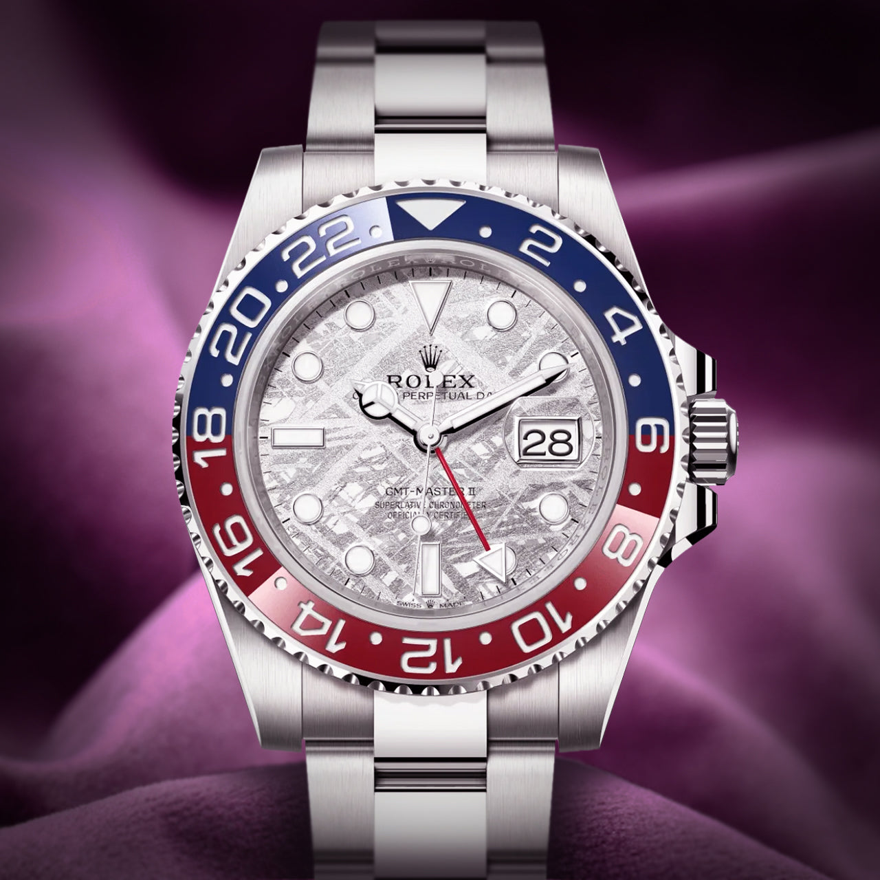Rolex GMT-Master II Pepsi 18k White Gold Oyster 126719BLRO Meteorite Dial