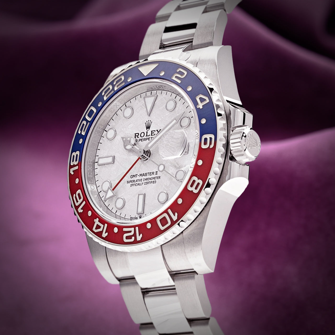 Rolex GMT-Master II Pepsi 18k White Gold Oyster 126719BLRO Meteorite Dial