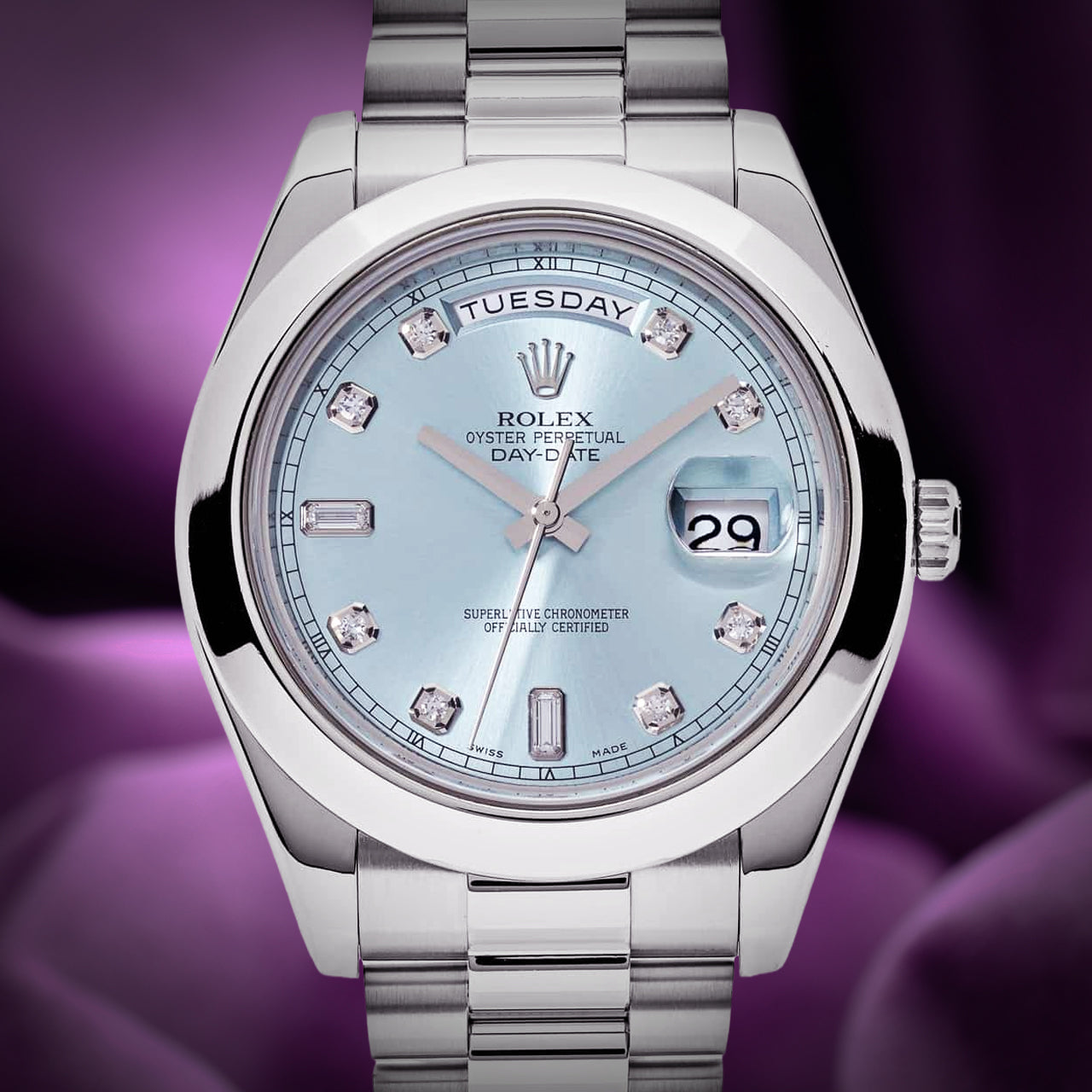 Rolex Day-Date II President Platinum 218206 Blue Diamond Dial