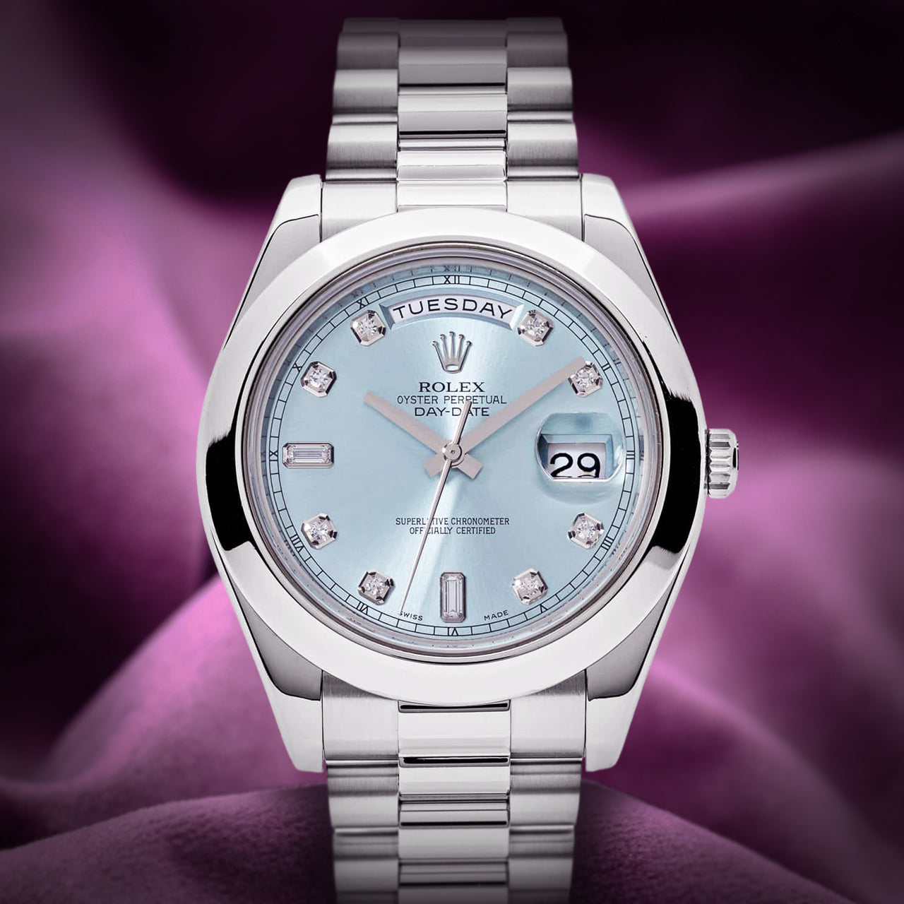 Rolex Day-Date II President Platinum 218206 Blue Diamond Dial