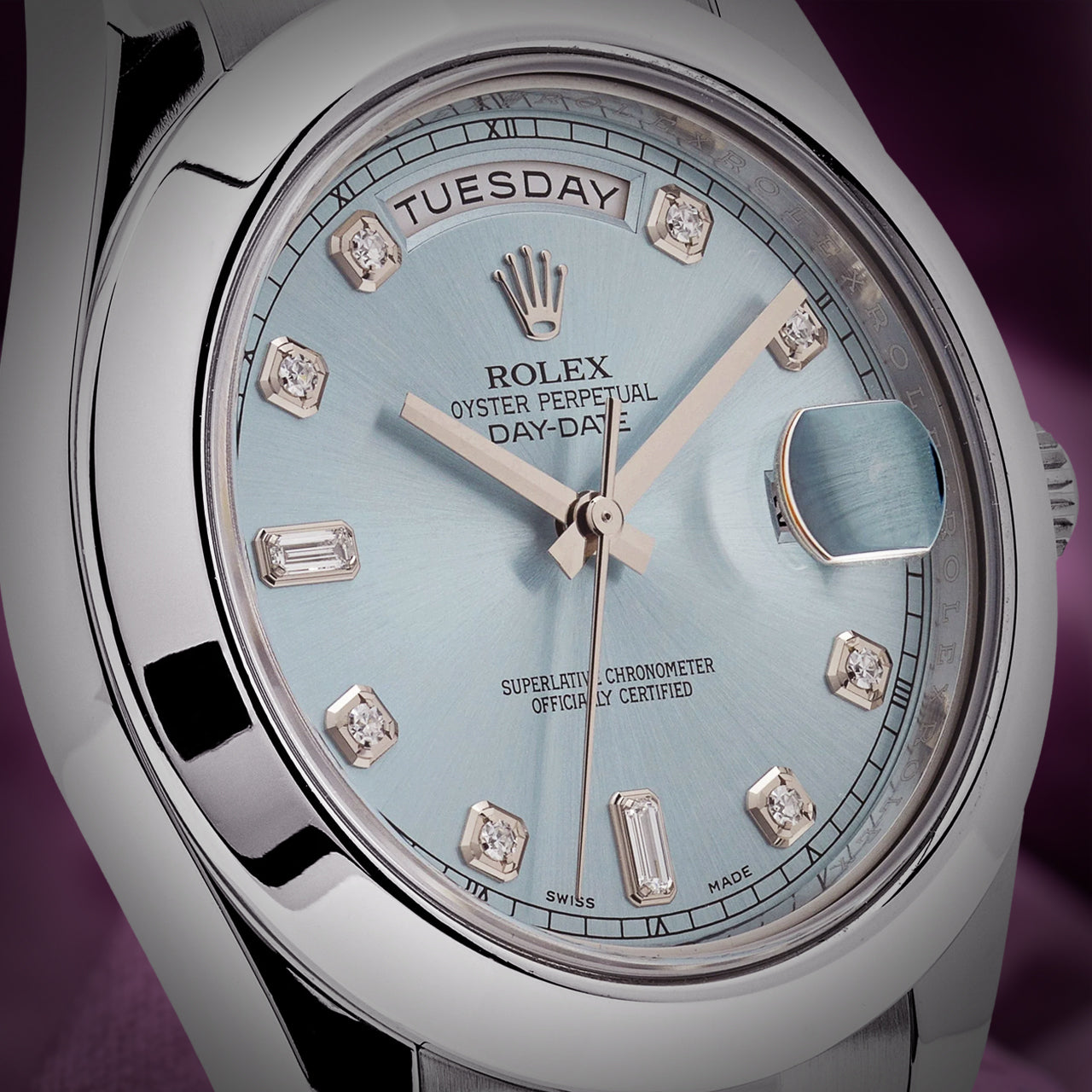 Rolex Day-Date II President Platinum 218206 Blue Diamond Dial