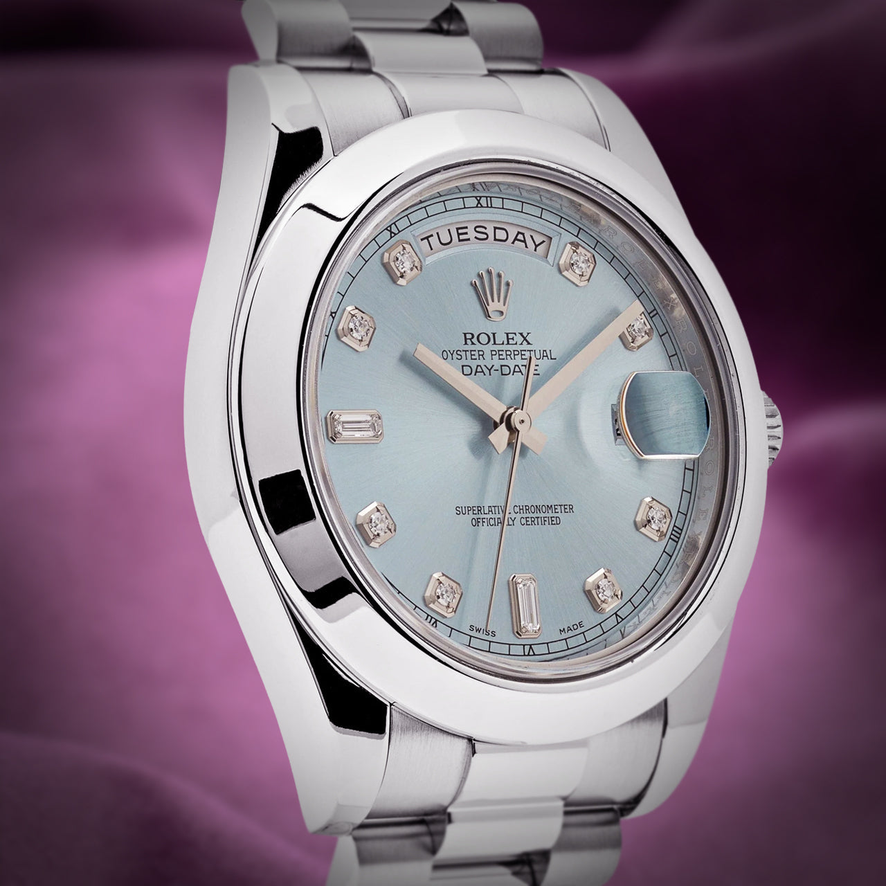 Rolex Day-Date II President Platinum 218206 Blue Diamond Dial