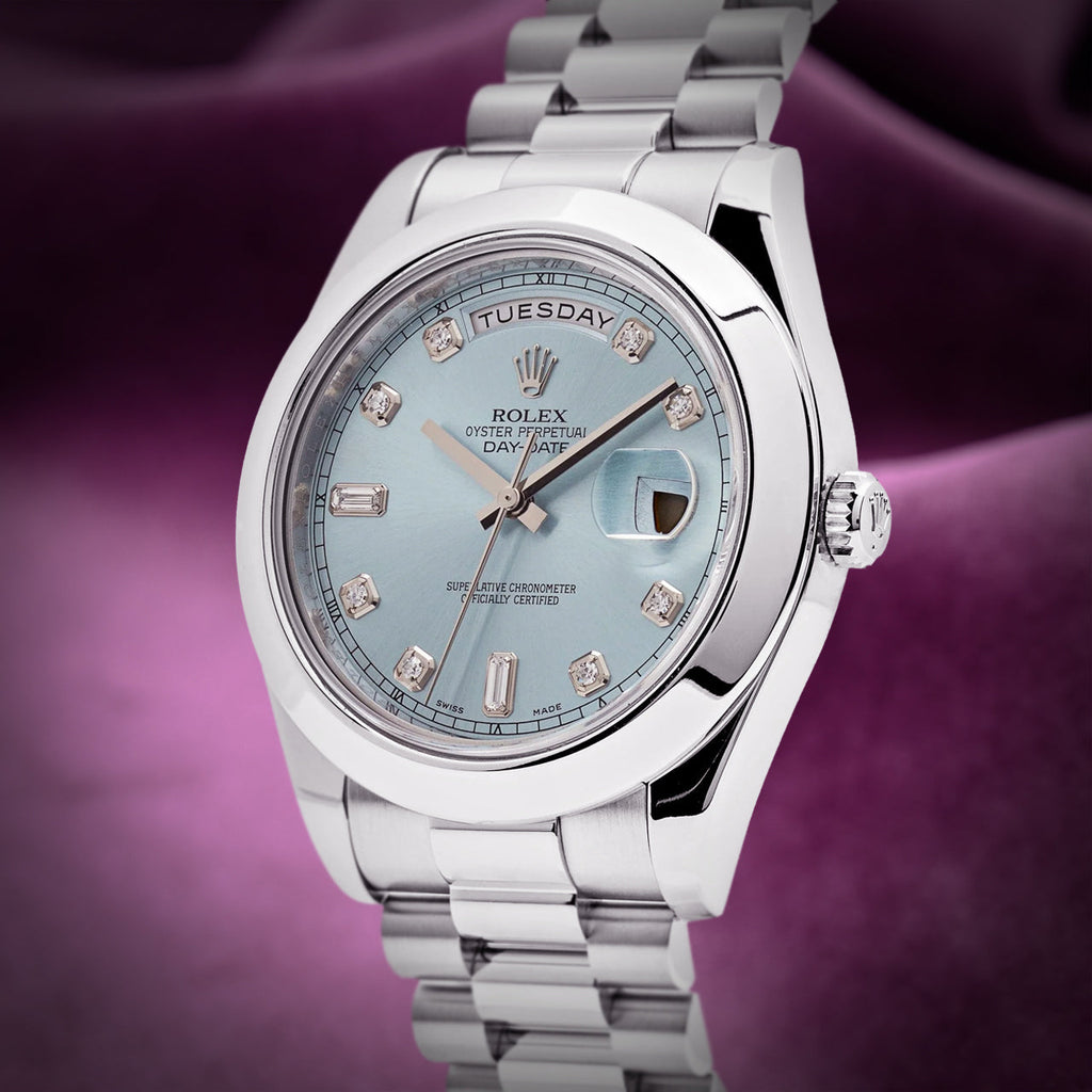 Rolex Day-Date II President Platinum 218206 Blue Diamond Dial