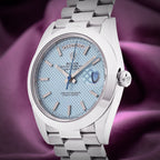 Rolex Day-Date 40 President Platinum 228206 Ice Blue Diagonal Motif Dial