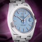 Rolex Day-Date 40 President Platinum 228206 Ice Blue Diagonal Motif Dial