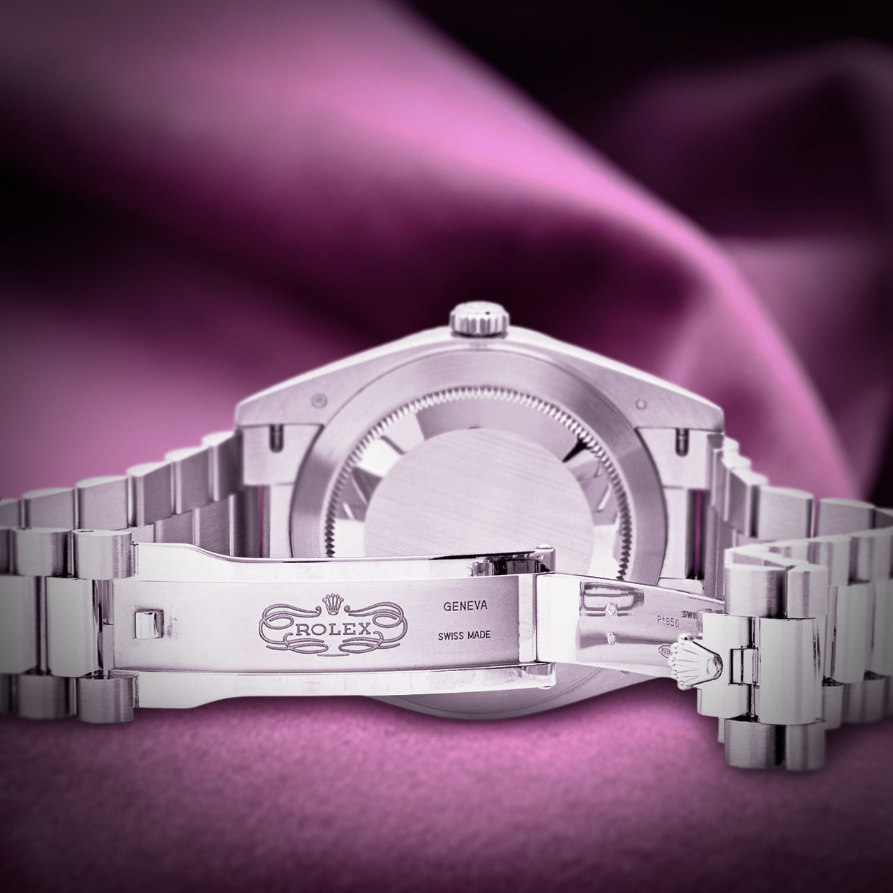 Rolex Day-Date 40 President Platinum 228206 Ice Blue Diagonal Motif Dial