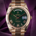 Rolex Day-Date 40 President 18k Yellow Gold 228238 Green Lacquer Dial