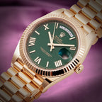 Rolex Day-Date 40 President 18k Yellow Gold 228238 Green Lacquer Dial
