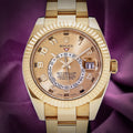 Rolex Sky-Dweller 18k Yellow Gold Oyster 326938 Champagne Dial Arabic Numerals