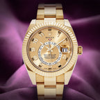 Rolex Sky-Dweller 18k Yellow Gold Oyster 326938 Champagne Dial Arabic Numerals