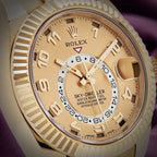 Rolex Sky-Dweller 18k Yellow Gold Oyster 326938 Champagne Dial Arabic Numerals