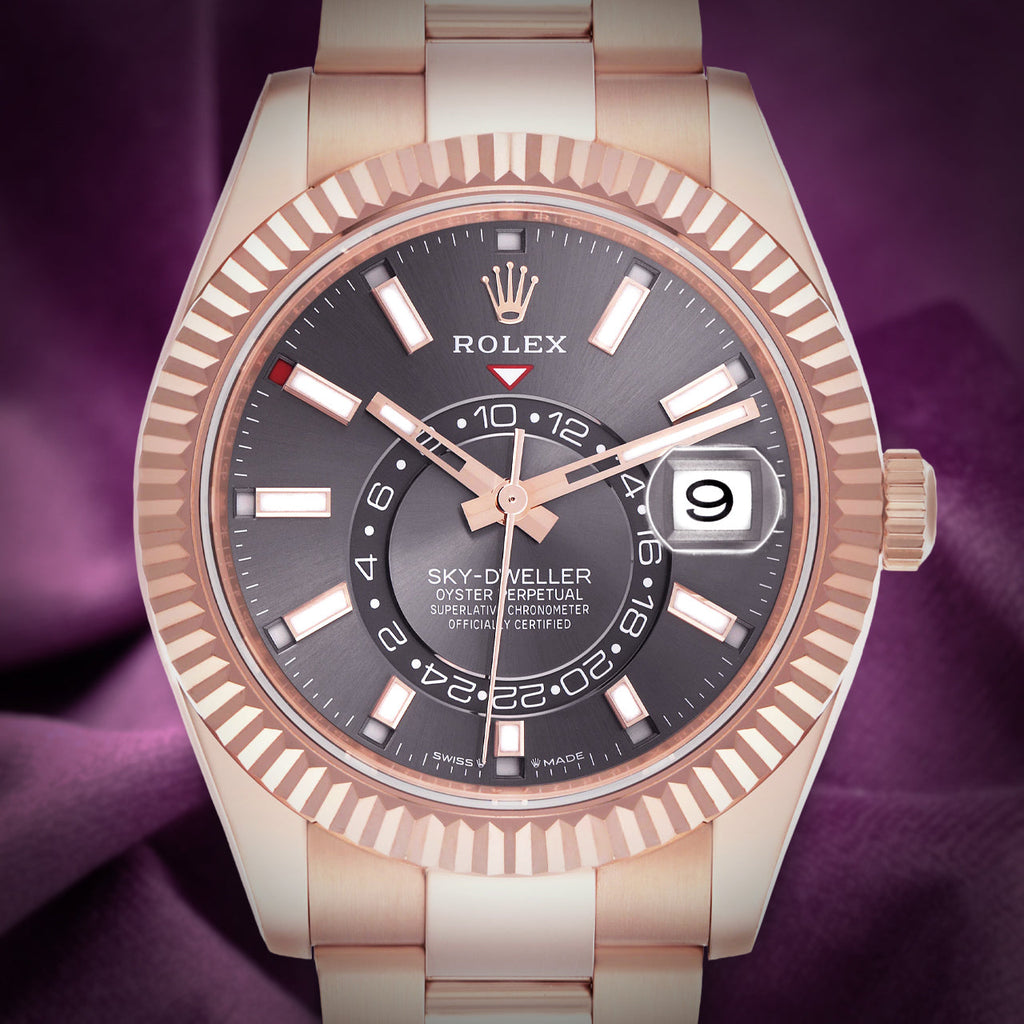 Rolex Sky-Dweller 18k Rose Gold Oyster 336935 Slate Dial