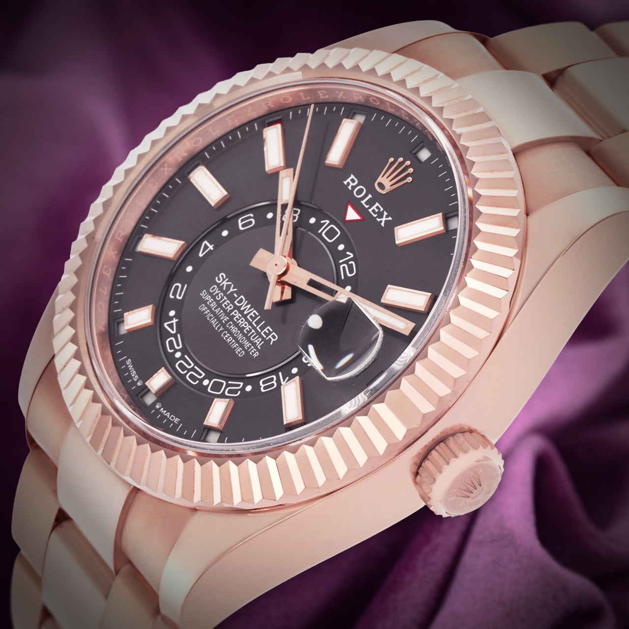 Rolex Sky-Dweller 18k Rose Gold Oyster 336935 Slate Dial
