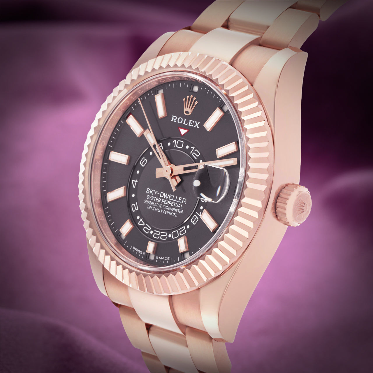 Rolex Sky-Dweller 18k Rose Gold Oyster 336935 Slate Dial