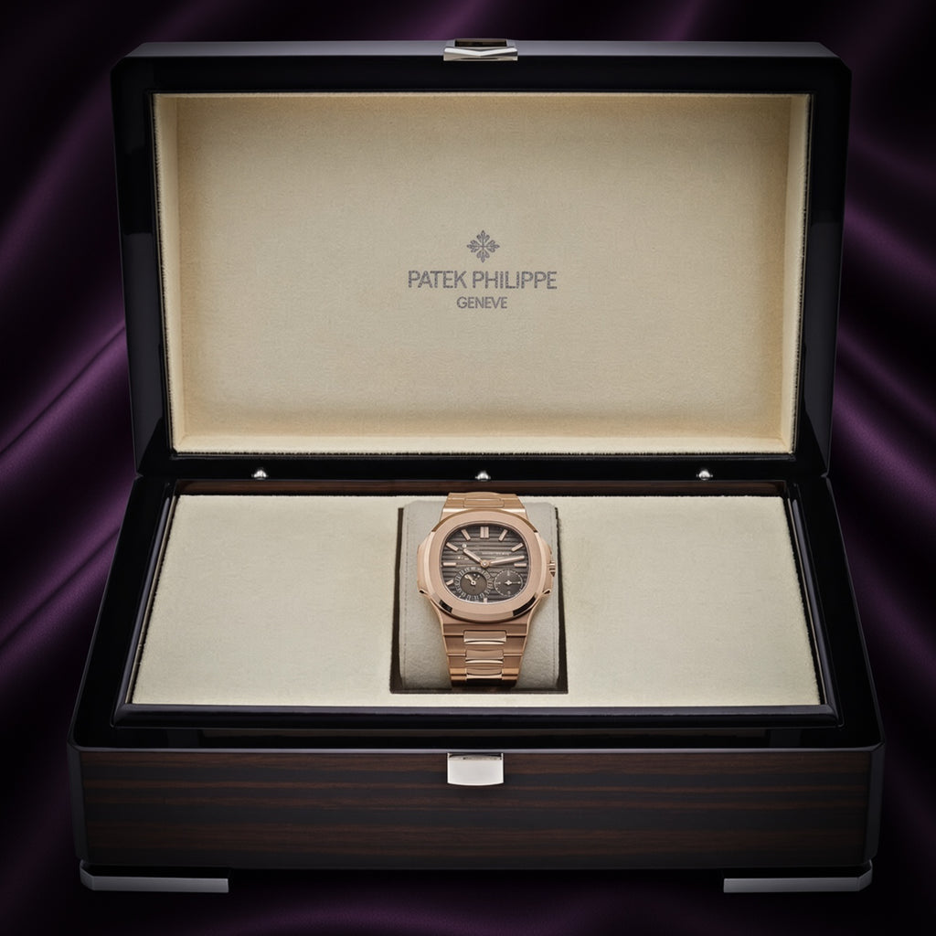Patek Philippe Nautilus Moon Phases 18k Rose Gold Brown Dial 5712/1R-001